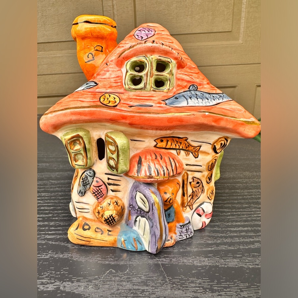 Vintage Fish Vacation Home Candle Holder The Little Cobblestone Village 2001